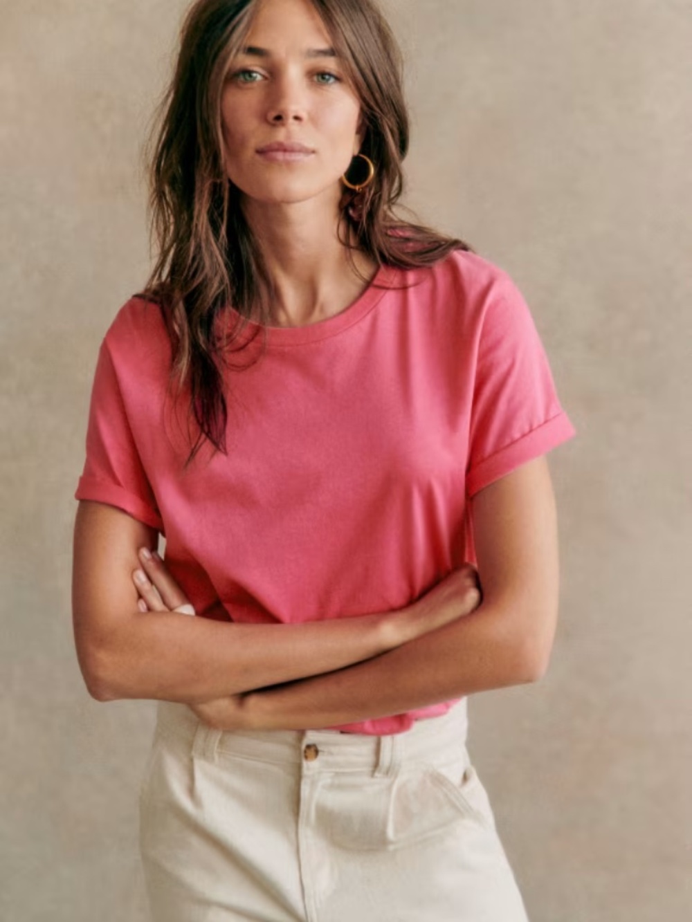 Sezane Conrad T-shirt - Pink Creation Rose - Size M